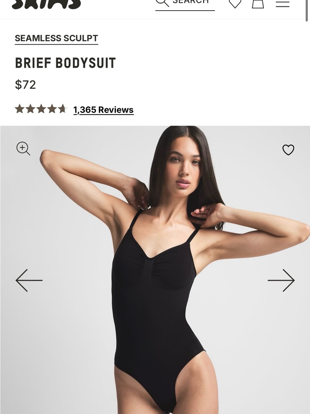 SKIMS Seamless Sculpt Brief Bodysuit in Black NWOT